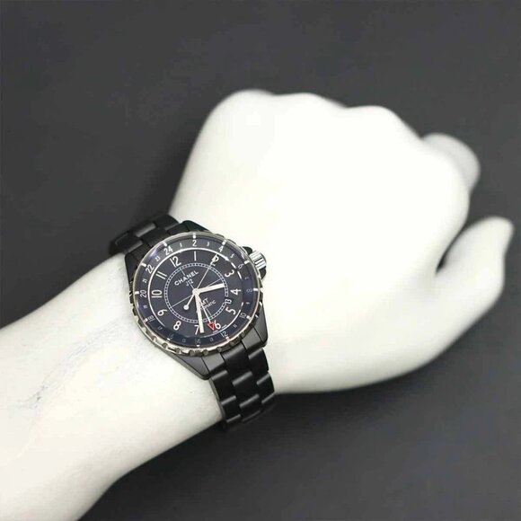 CHANEL J12 GMT 41mm H3101 Mens Watch Date Black Ceramic Automatic 90280217 - Picture 6 of 7